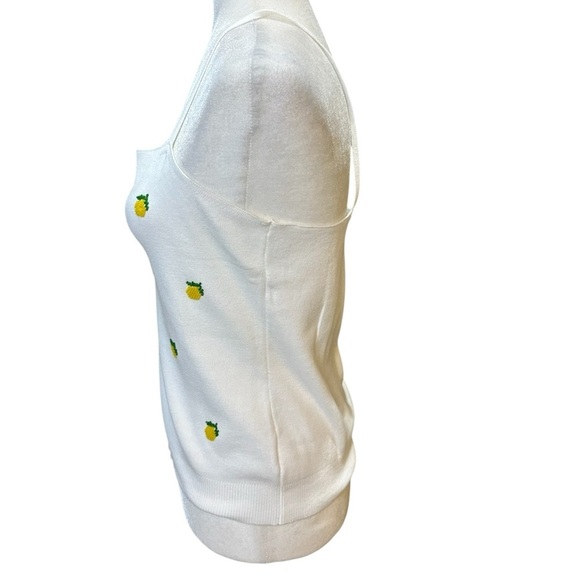 White Beaded Pineapple Print Women's Sweater Top size L - Picture 4 of 7